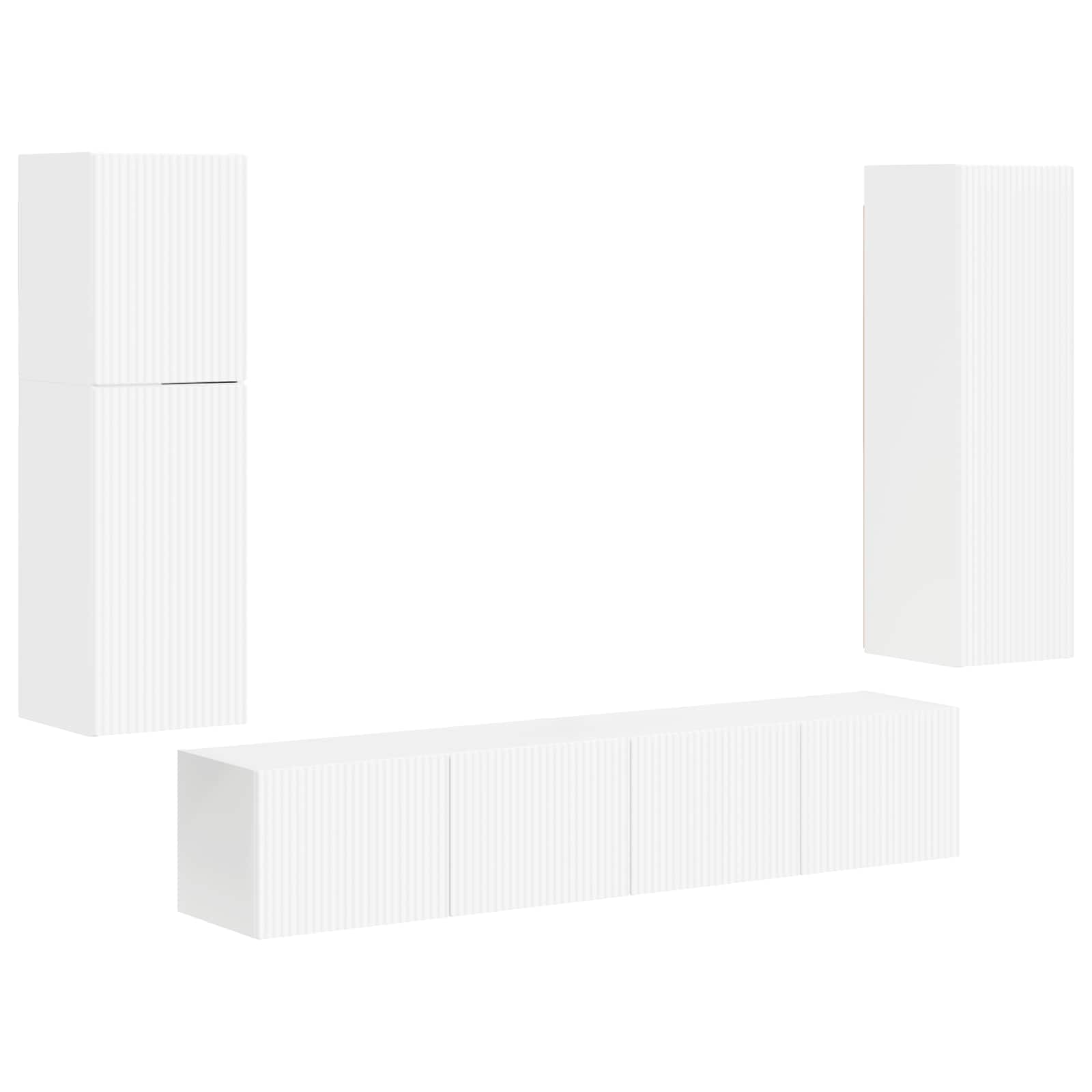 TV-Schrankset Wandmontiert 4 pcs Hochglanz Weiß Holzwerkstoff