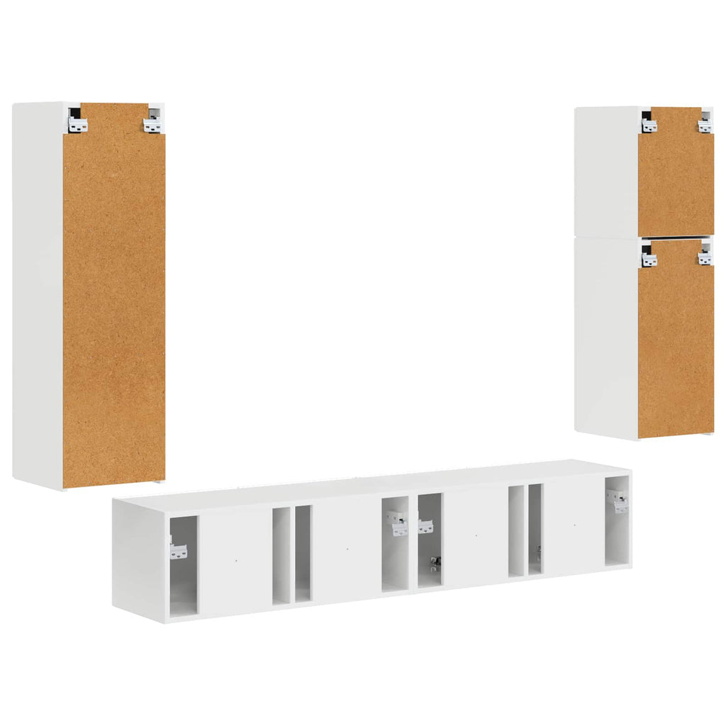 TV-Schrankset Wandmontiert 4 pcs Hochglanz Weiß Holzwerkstoff