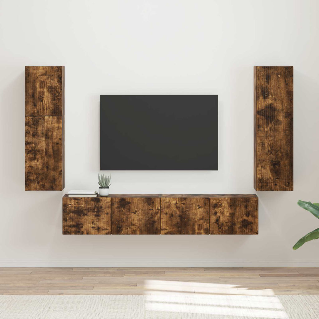 TV-Schrankset 4 pcs Geräucherte Eiche Holzwerkstoff