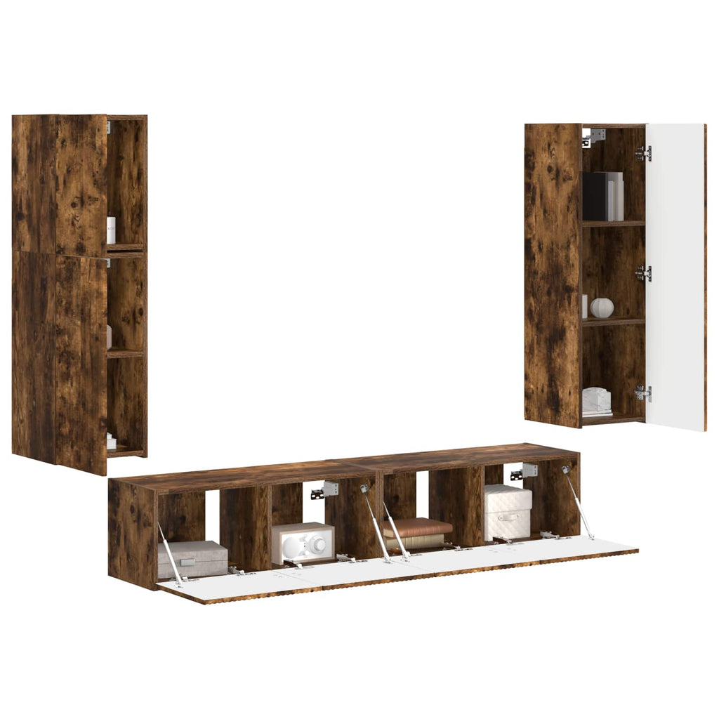 TV-Schrankset 4 pcs Geräucherte Eiche Holzwerkstoff