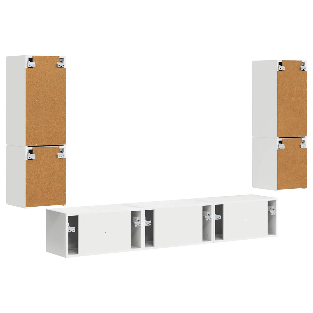 TV-Schrankset Wandmontiert 4 pcs Weiß Holzwerkstoff