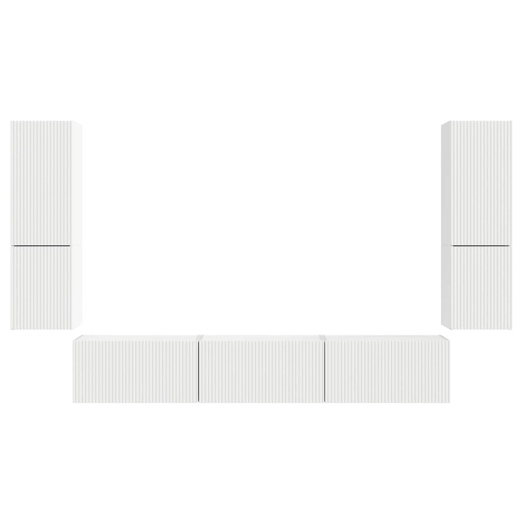 TV-Schrankset Wandmontiert 4 pcs Weiß Holzwerkstoff