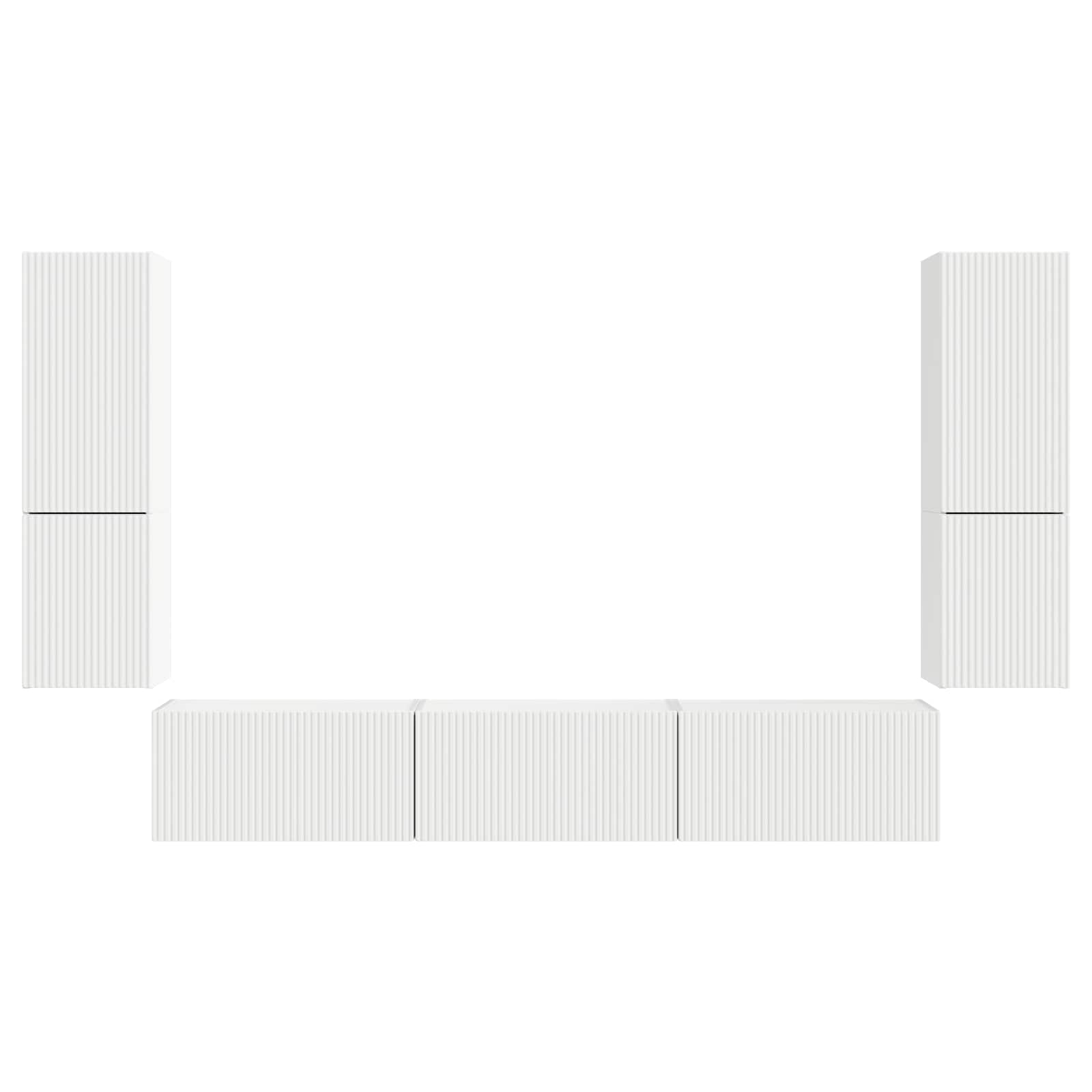 TV-Schrankset Wandmontiert 4 pcs Weiß Holzwerkstoff