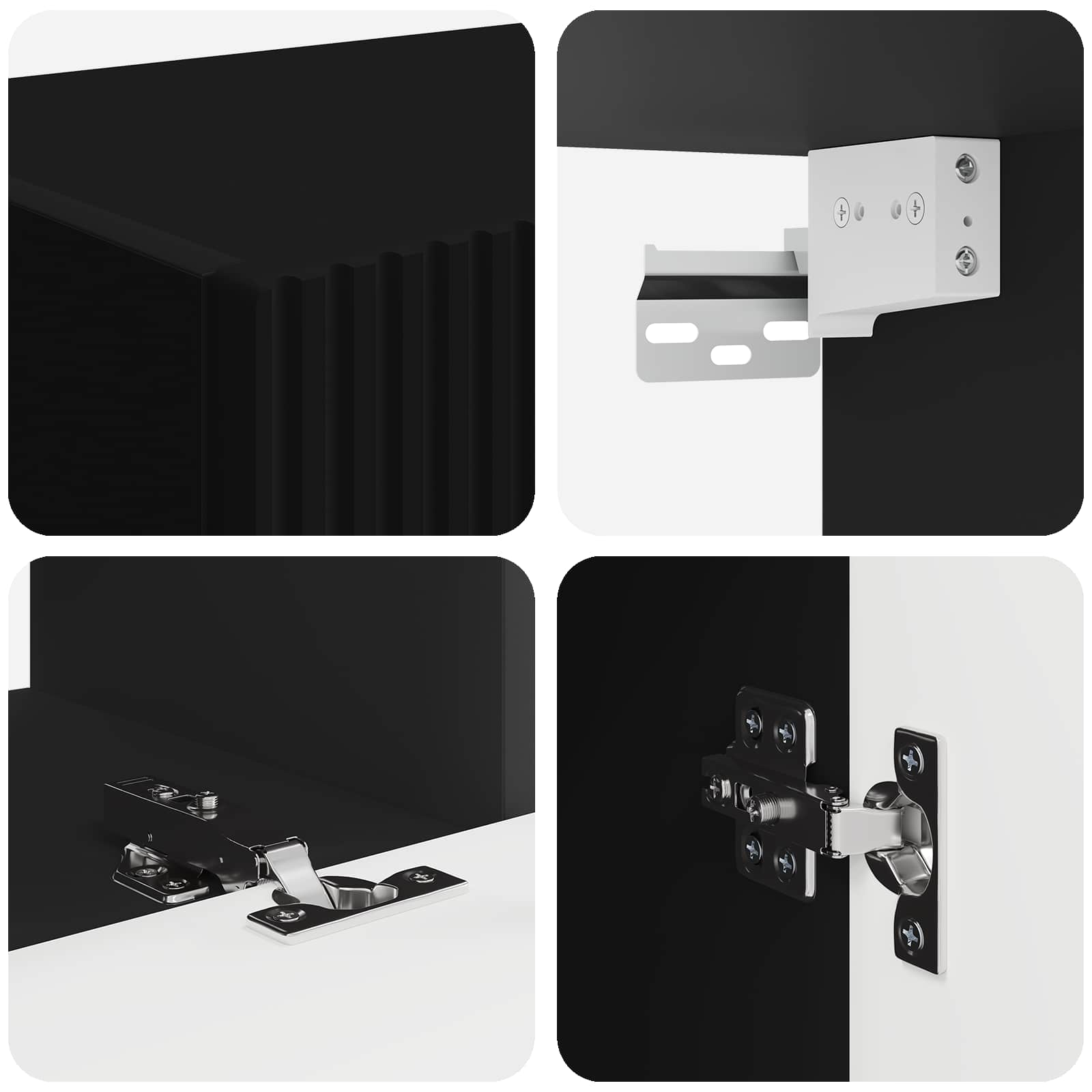 TV-Schrankset Wandmontiert 4 pcs Schwarz Holzwerkstoff