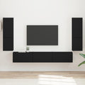 TV-Schrankset Wandmontiert 4 pcs Schwarz Holzwerkstoff