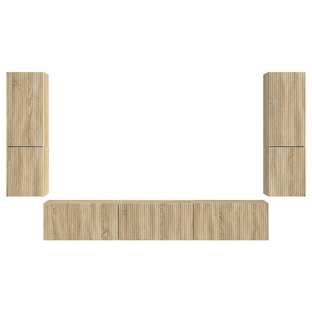 TV-Schrankset Wandmontiert 4 pcs Sonoma-Eiche Holzwerkstoff
