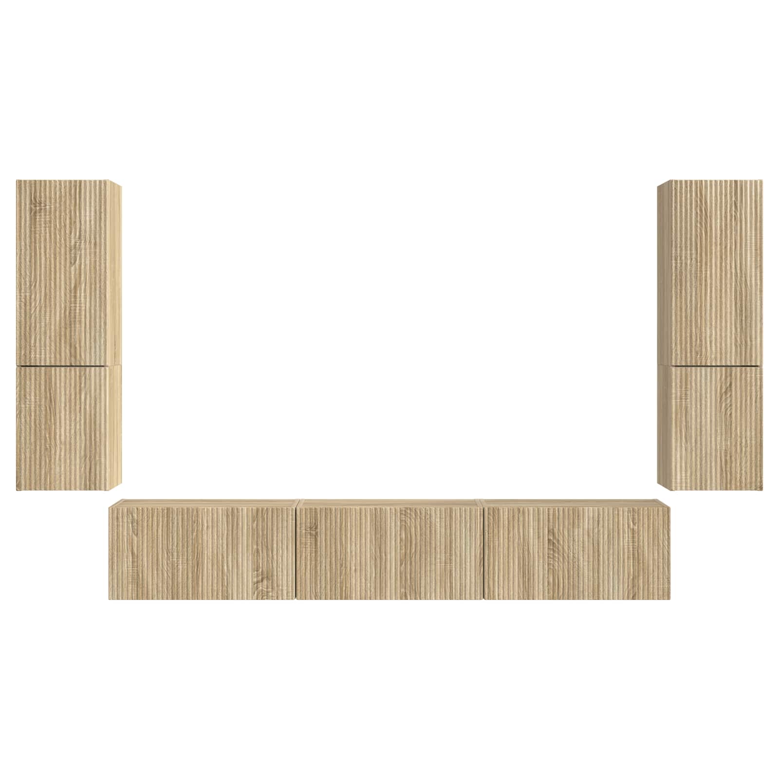 TV-Schrankset Wandmontiert 4 pcs Sonoma-Eiche Holzwerkstoff