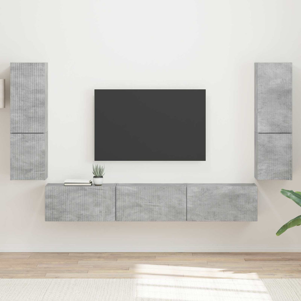 TV-Schrankset Wandmontiert 4 pcs Beton Grau Holzwerkstoff