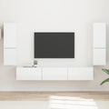 TV-Schrankset Wandmontiert 4 pcs Hochglanz Weiß Holzwerkstoff