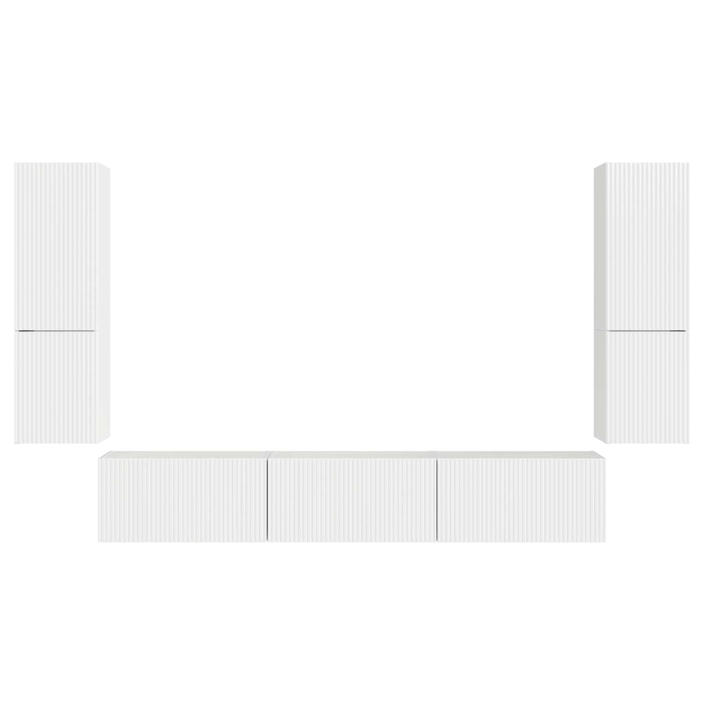 TV-Schrankset Wandmontiert 4 pcs Hochglanz Weiß Holzwerkstoff
