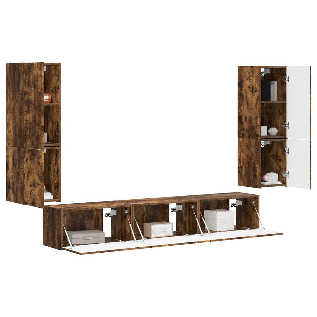 TV-Schrankset 4 pcs Geräucherte Eiche Holzwerkstoff