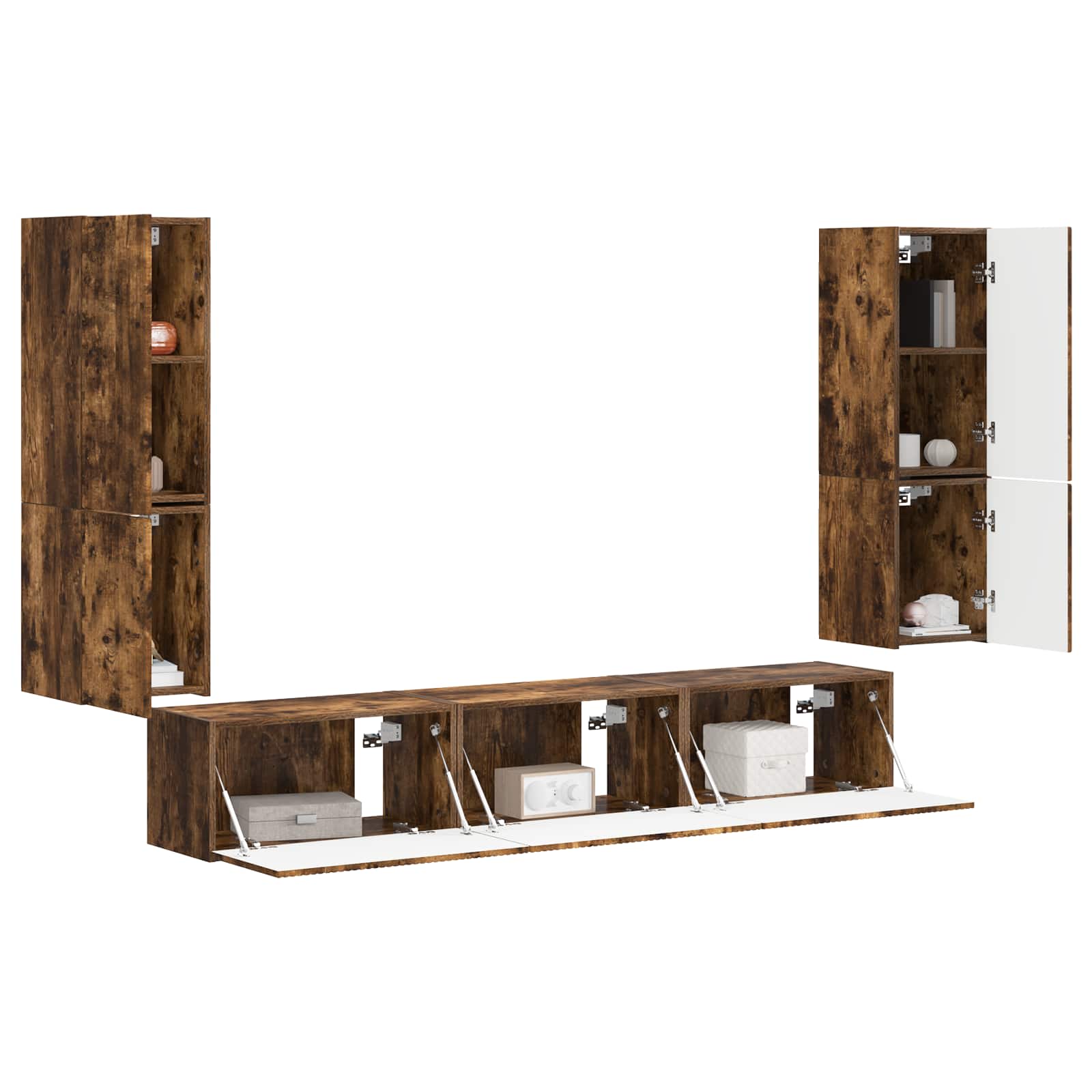 TV-Schrankset 4 pcs Geräucherte Eiche Holzwerkstoff
