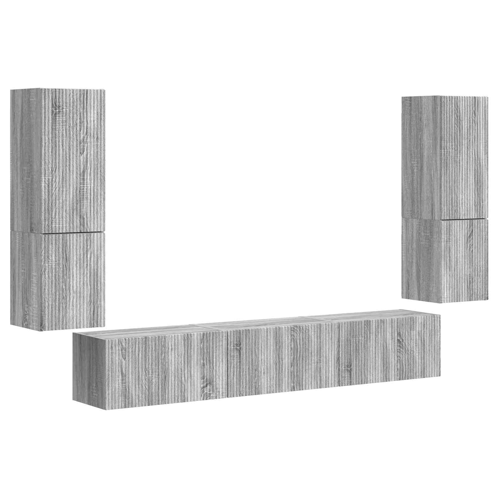 TV-Schrankset Wandmontiert 4 pcs Graues Sonoma Holzwerkstoff