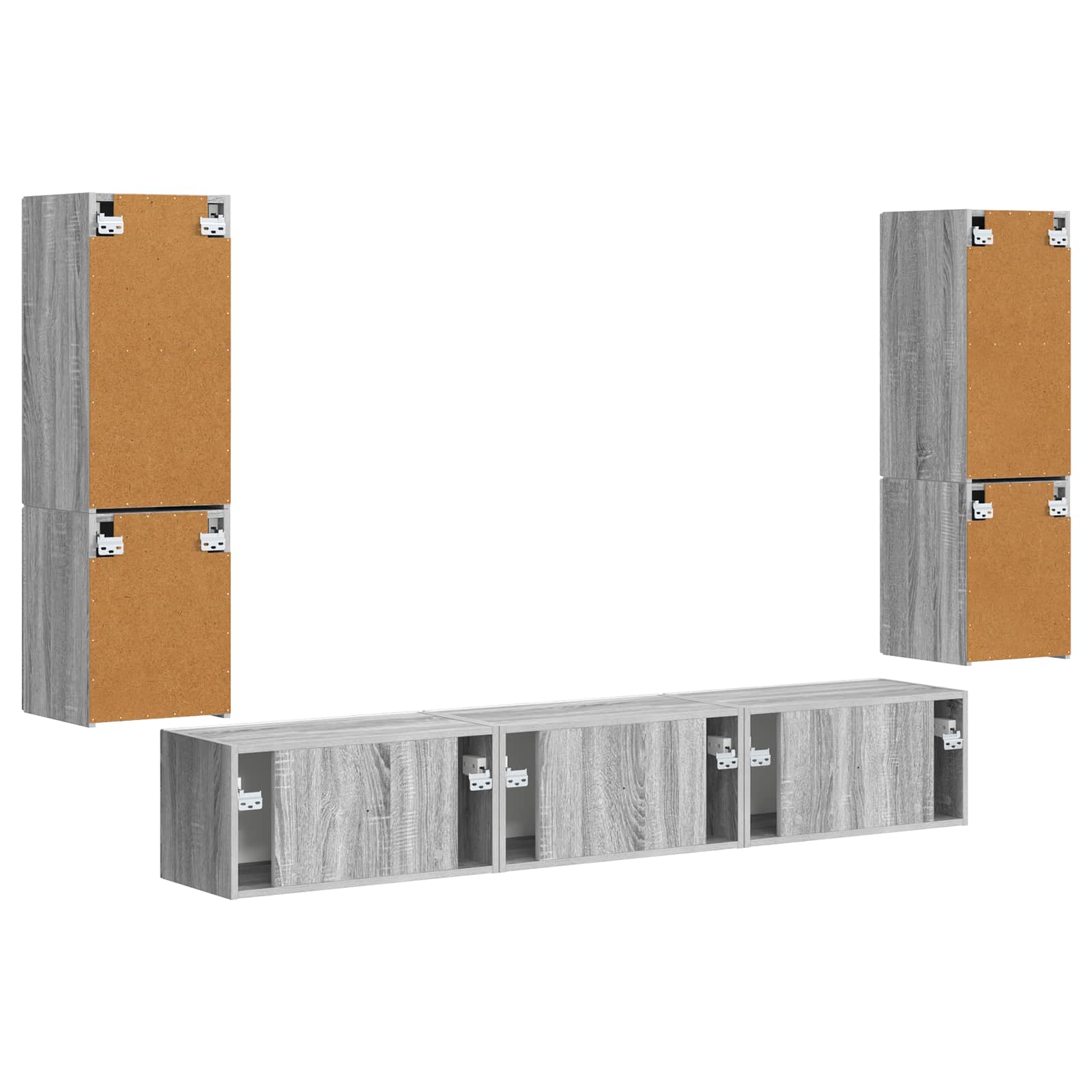TV-Schrankset Wandmontiert 4 pcs Graues Sonoma Holzwerkstoff