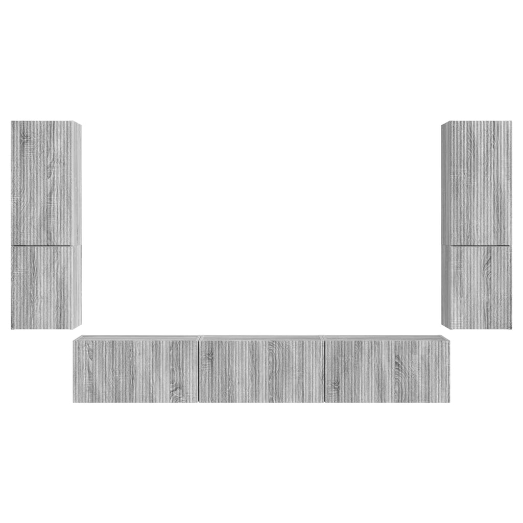 TV-Schrankset Wandmontiert 4 pcs Graues Sonoma Holzwerkstoff