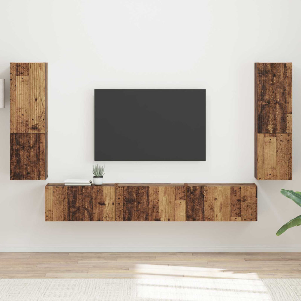 TV-Schrankset Wandmontiert 4 pcs Altholz Holzwerkstoff