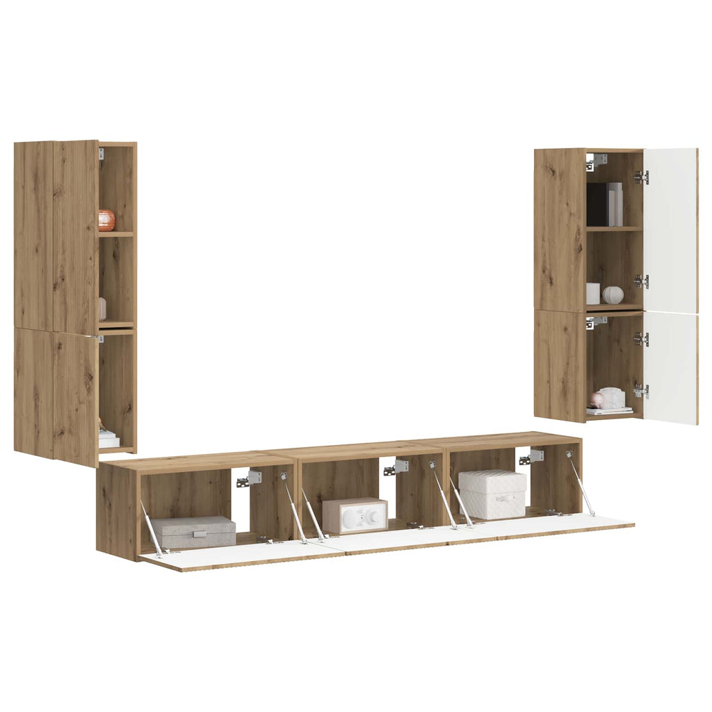 TV-Schrankset Wandmontiert 4 pcs Artisan-Eiche Holzwerkstoff