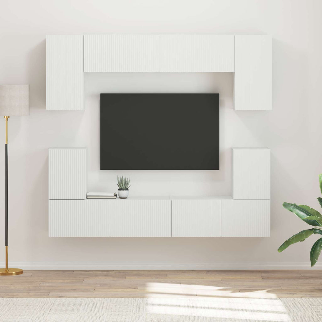 TV-Schrankset Wandmontiert 5 pcs Weiß Holzwerkstoff