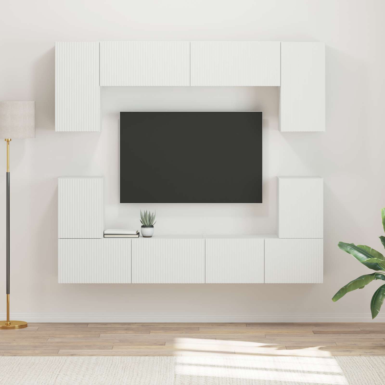 TV-Schrankset Wandmontiert 5 pcs Weiß Holzwerkstoff