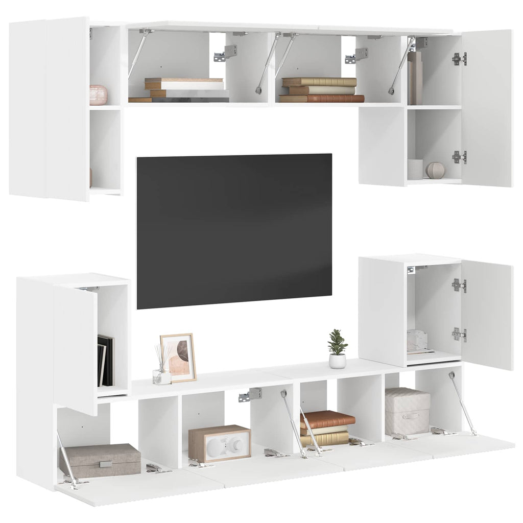 TV-Schrankset Wandmontiert 5 pcs Weiß Holzwerkstoff