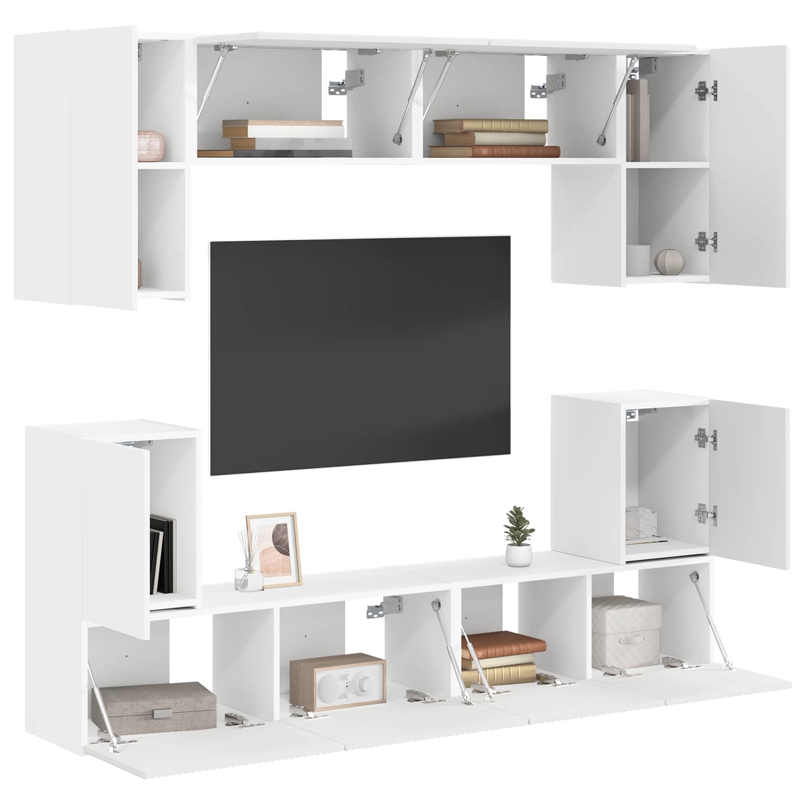 TV-Schrankset Wandmontiert 5 pcs Weiß Holzwerkstoff