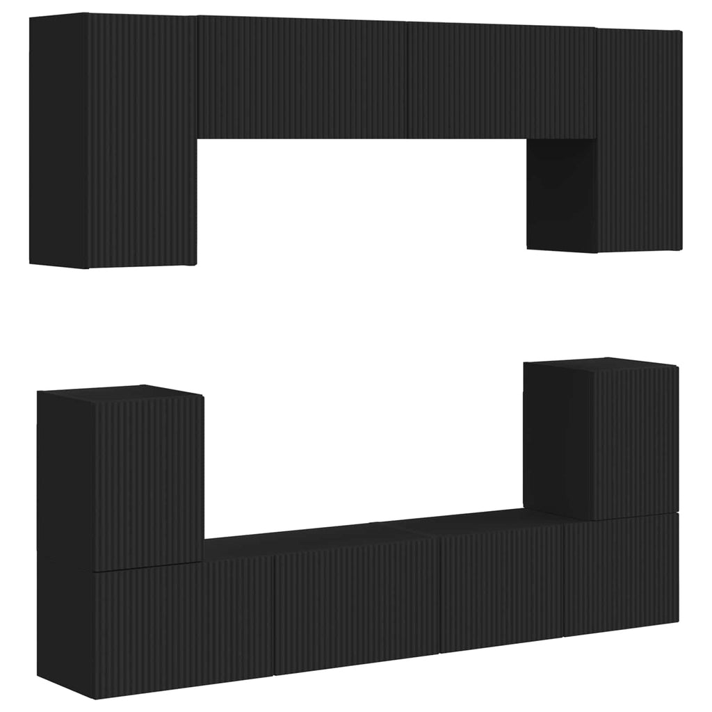 TV-Schrankset Wandmontiert 5 pcs Schwarz Holzwerkstoff