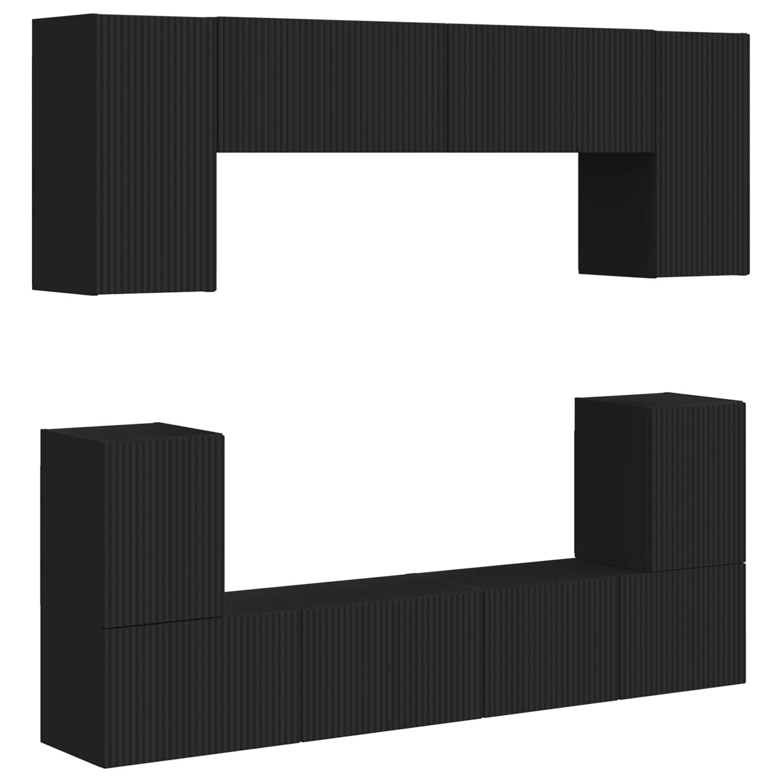 TV-Schrankset Wandmontiert 5 pcs Schwarz Holzwerkstoff
