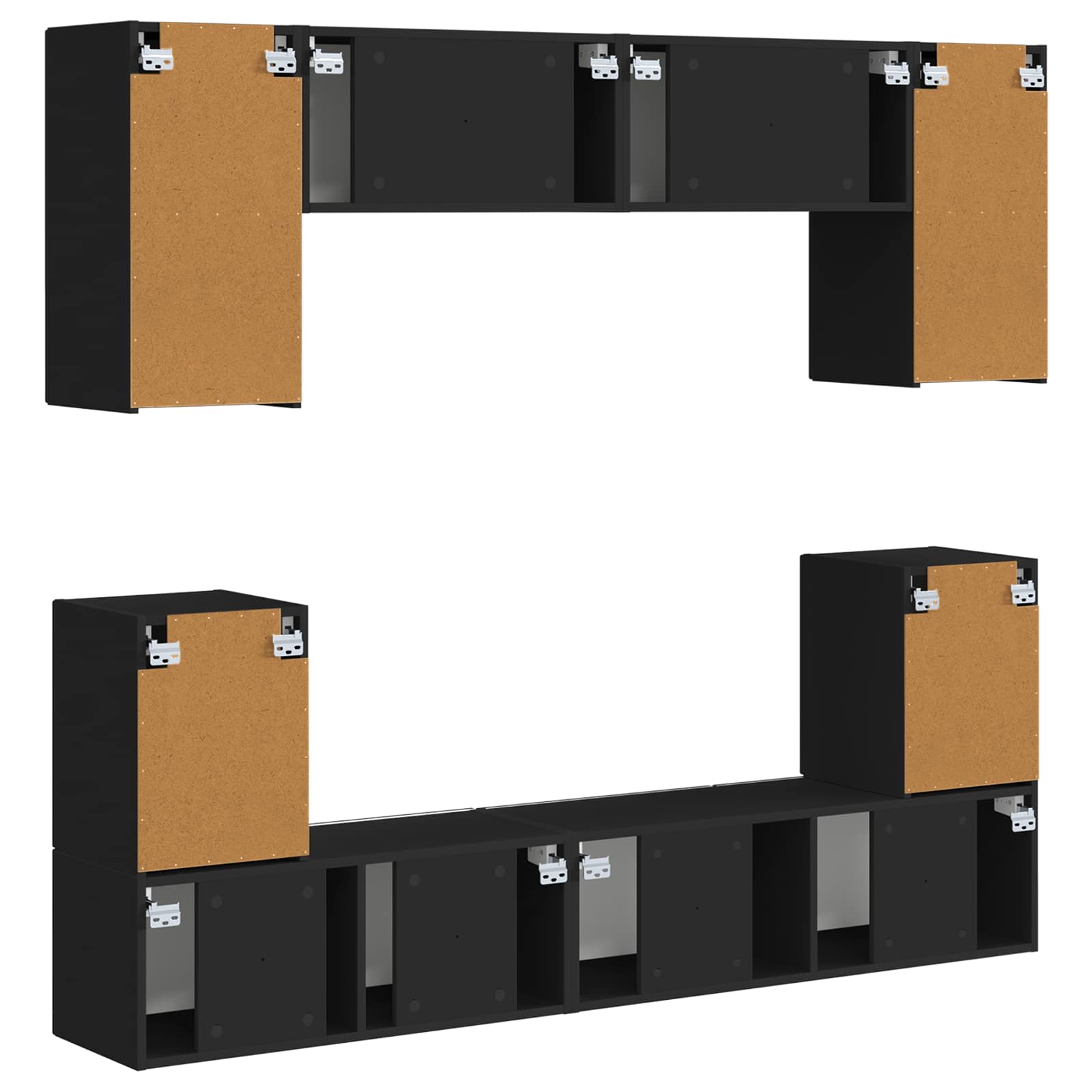 TV-Schrankset Wandmontiert 5 pcs Schwarz Holzwerkstoff