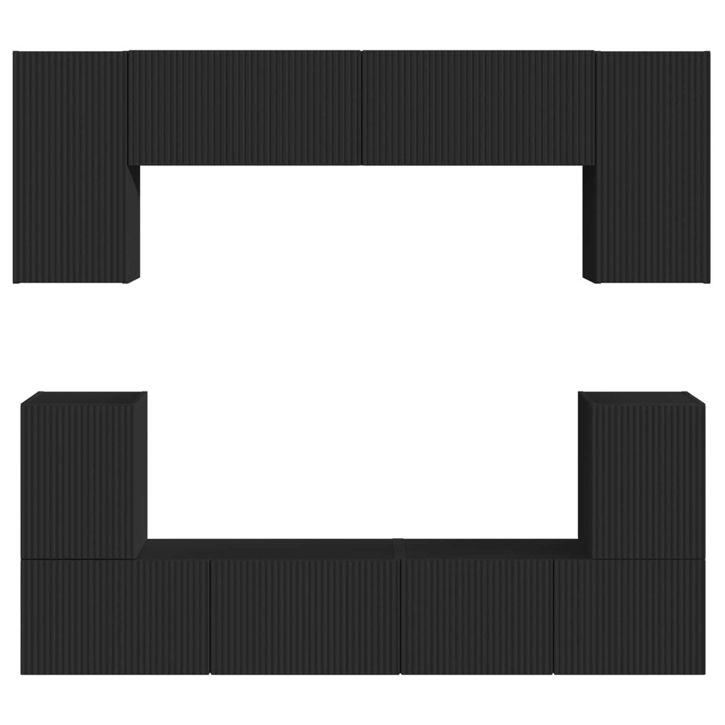 TV-Schrankset Wandmontiert 5 pcs Schwarz Holzwerkstoff