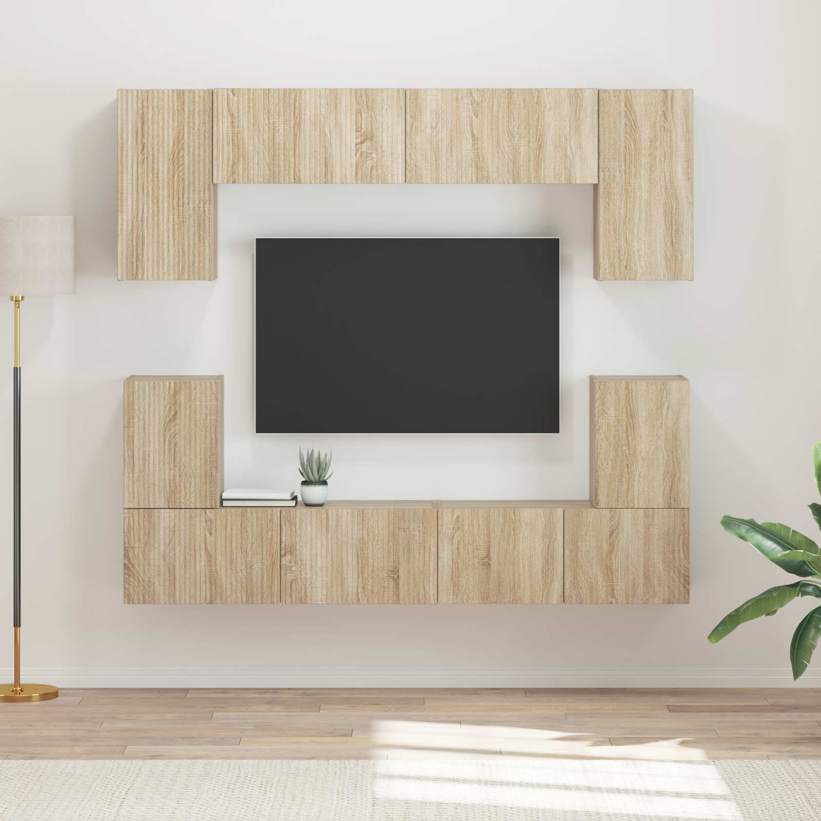 TV-Schrankset Wandmontiert 5 pcs Sonoma-Eiche Holzwerkstoff