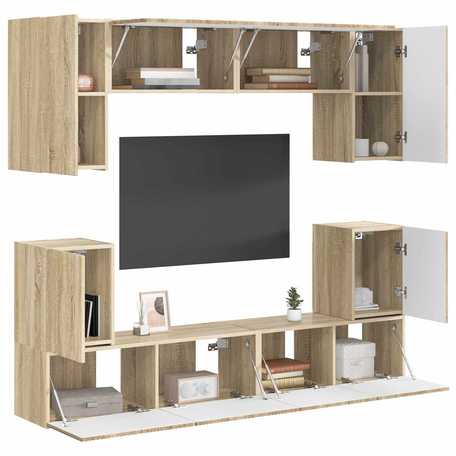 TV-Schrankset Wandmontiert 5 pcs Sonoma-Eiche Holzwerkstoff