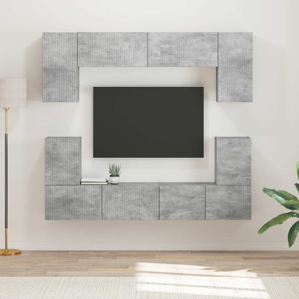 TV-Schrankset Wandmontiert 5 pcs Beton Grau Holzwerkstoff