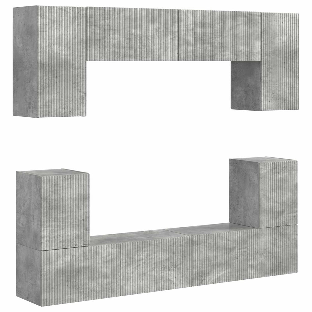 TV-Schrankset Wandmontiert 5 pcs Beton Grau Holzwerkstoff