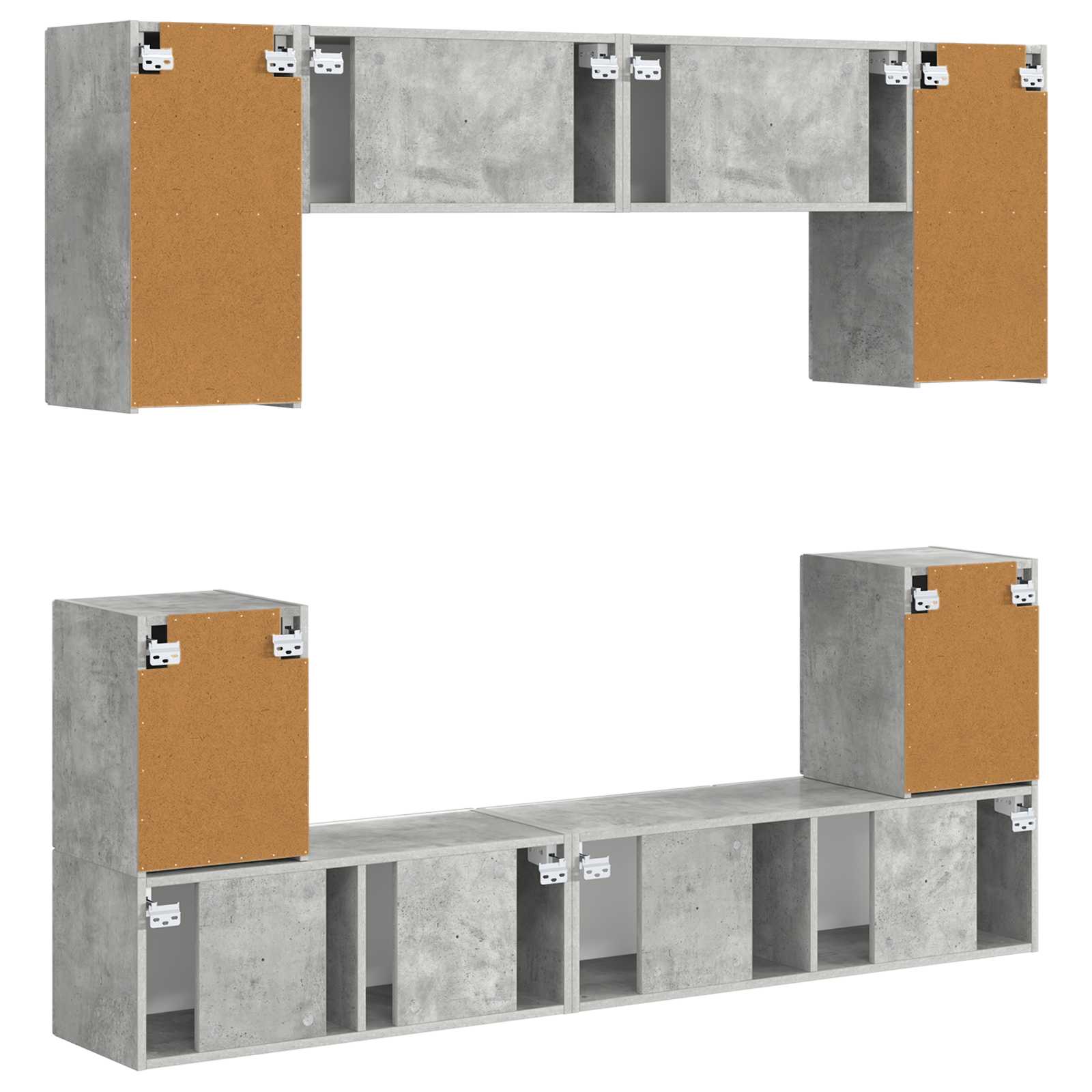 TV-Schrankset Wandmontiert 5 pcs Beton Grau Holzwerkstoff
