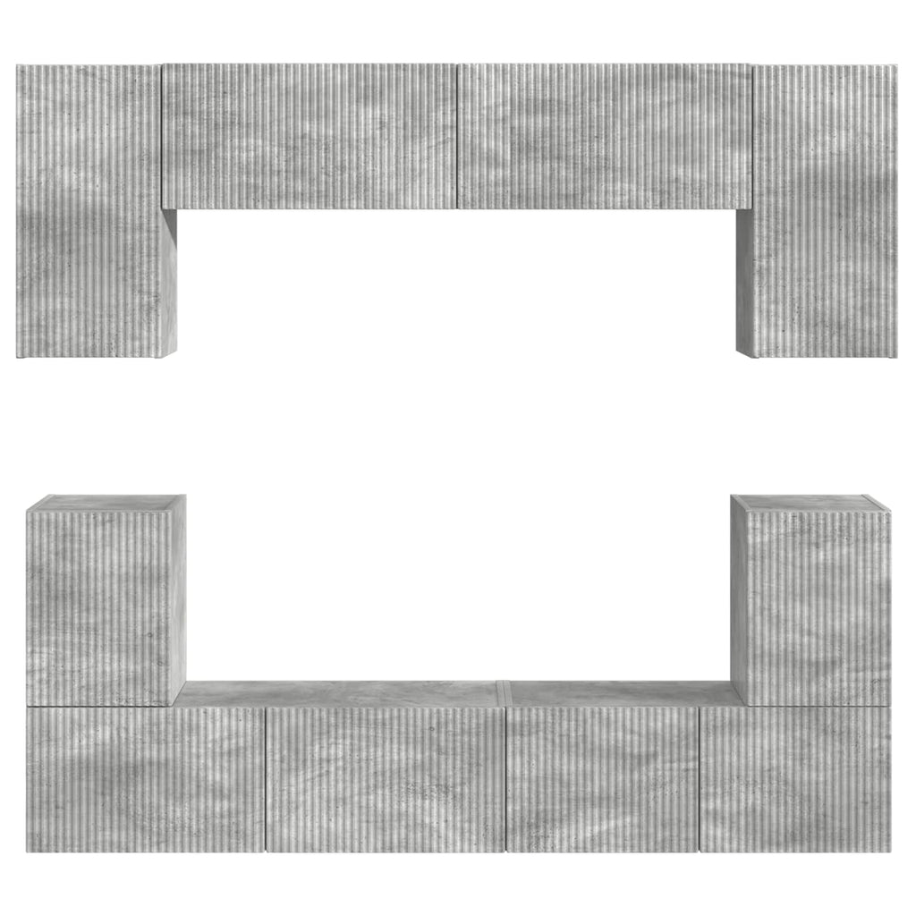 TV-Schrankset Wandmontiert 5 pcs Beton Grau Holzwerkstoff