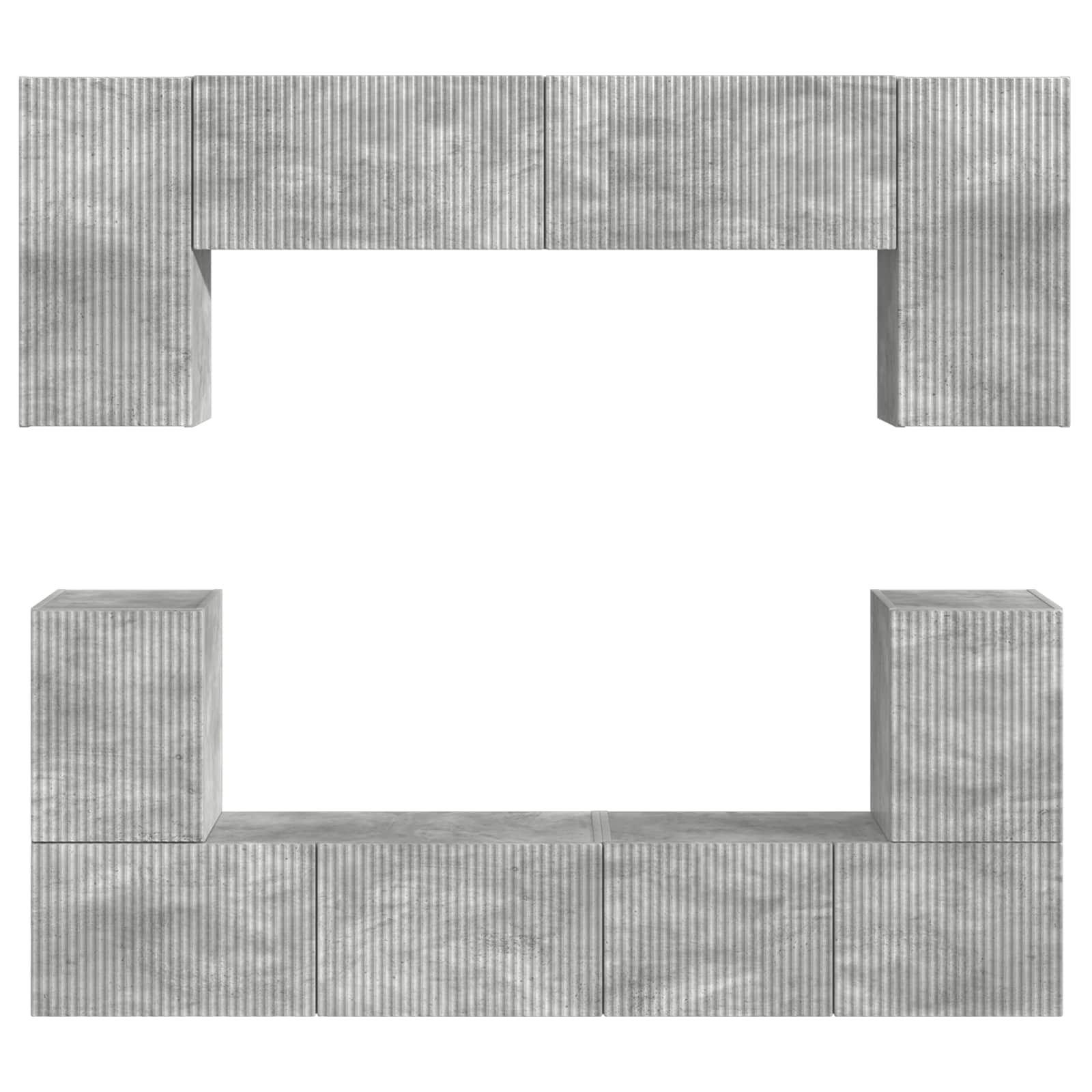 TV-Schrankset Wandmontiert 5 pcs Beton Grau Holzwerkstoff