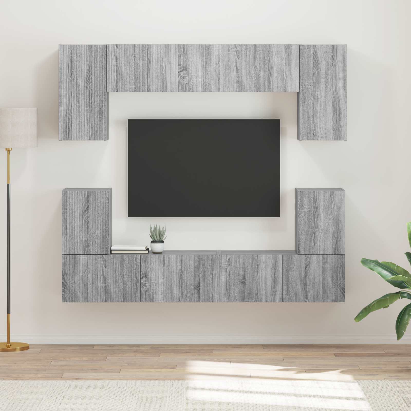 TV-Schrankset Wandmontiert 5 pcs Graues Sonoma Holzwerkstoff
