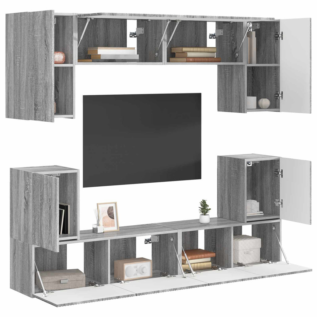 TV-Schrankset Wandmontiert 5 pcs Graues Sonoma Holzwerkstoff