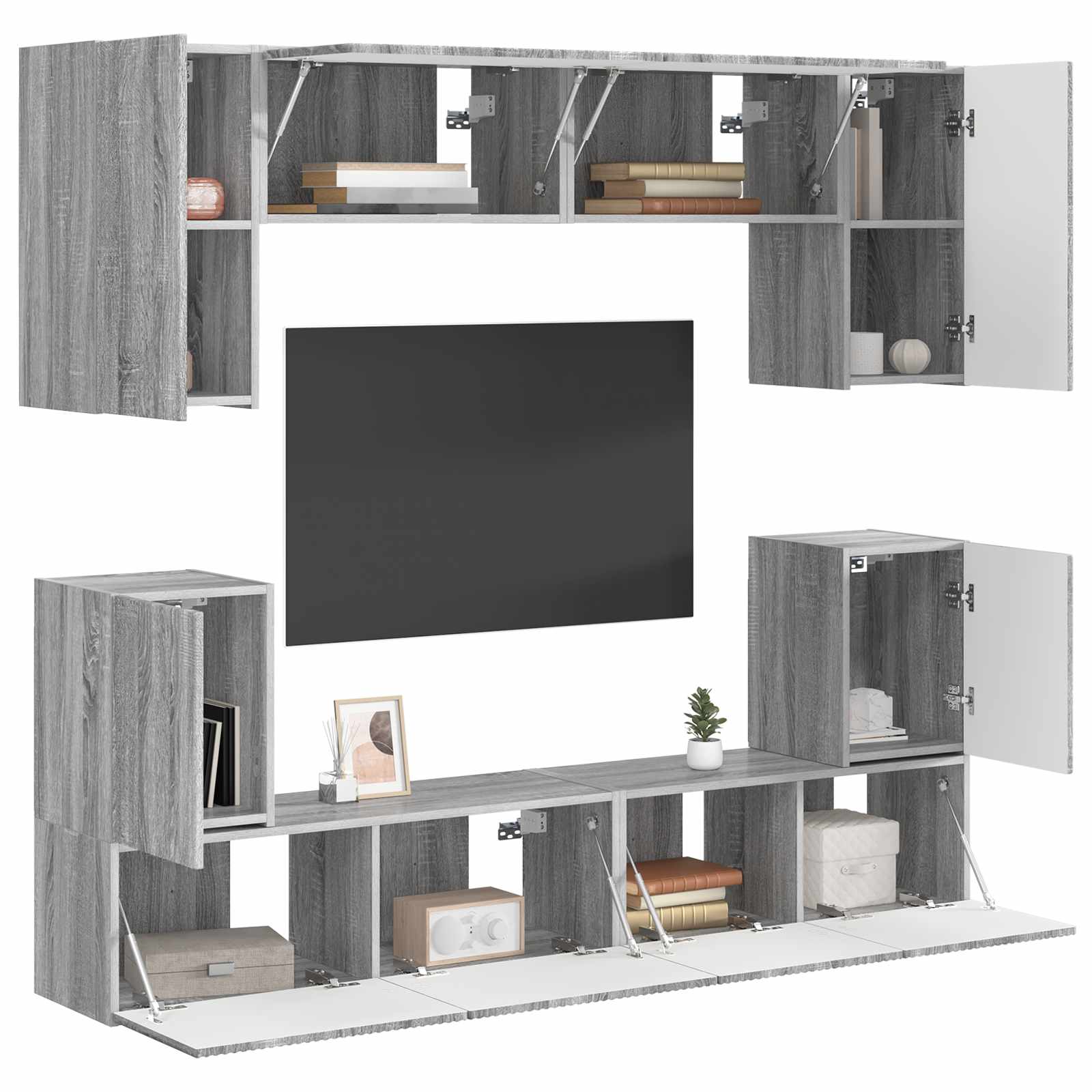 TV-Schrankset Wandmontiert 5 pcs Graues Sonoma Holzwerkstoff