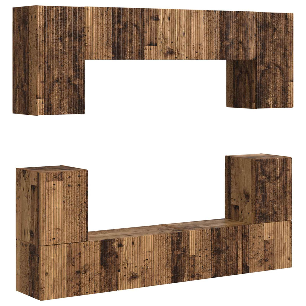 TV-Schrankset Wandmontiert 5 pcs Altholz Holzwerkstoff