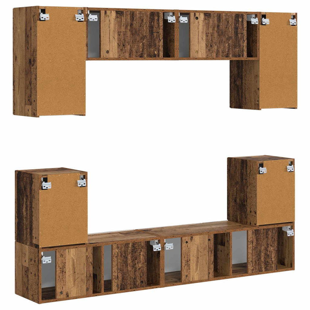 TV-Schrankset Wandmontiert 5 pcs Altholz Holzwerkstoff
