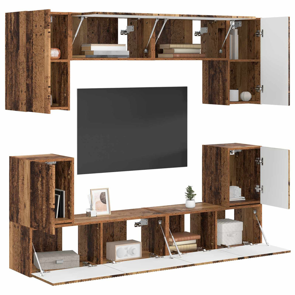 TV-Schrankset Wandmontiert 5 pcs Altholz Holzwerkstoff