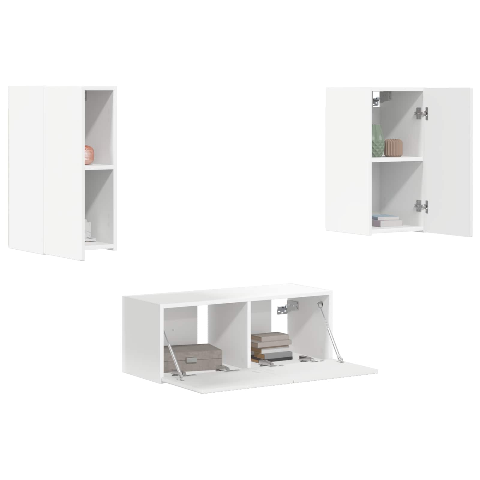 TV-Schrankset Wandmontiert 6 pcs Weiß Holzwerkstoff