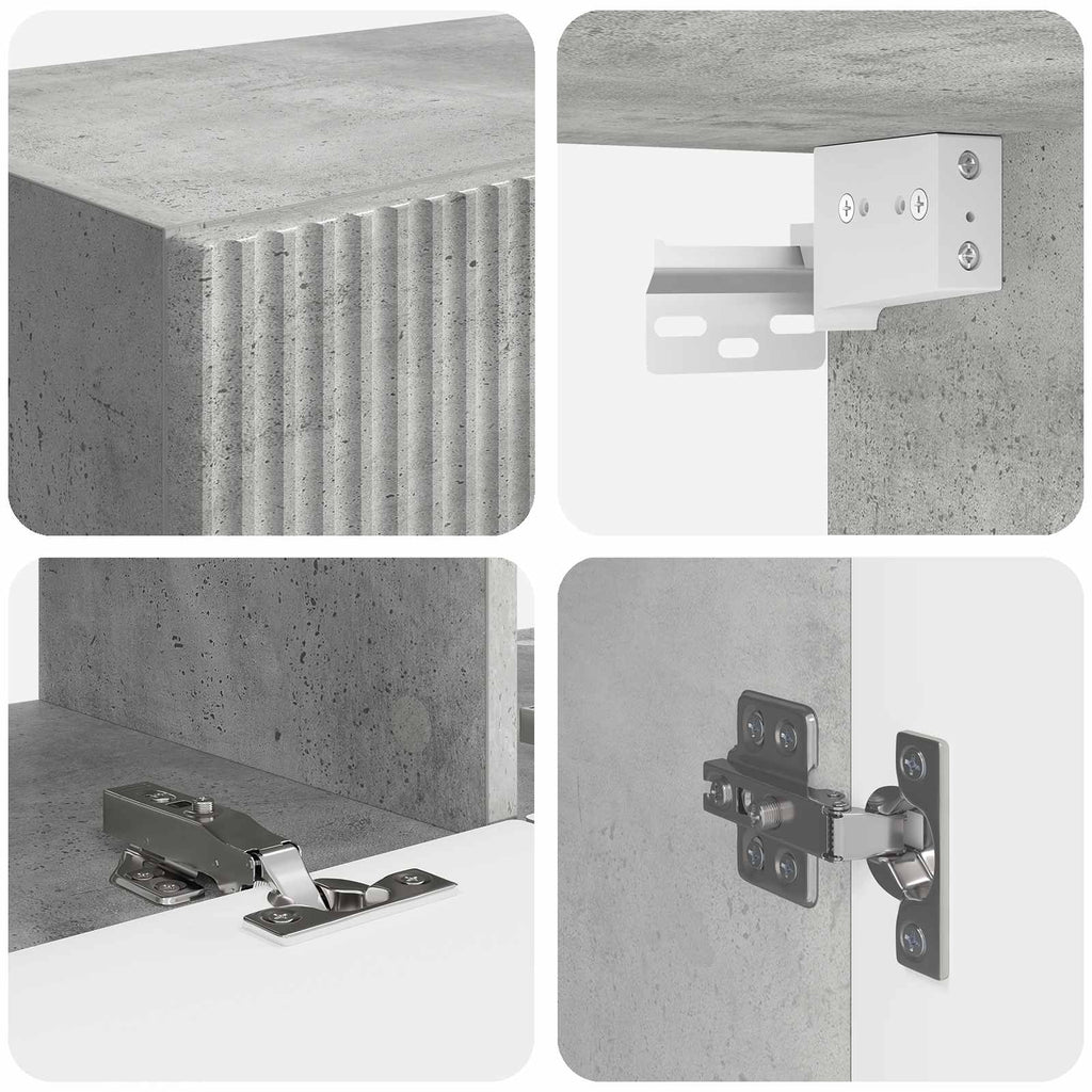 TV-Schrankset Wandmontiert 6 pcs Beton Grau Holzwerkstoff