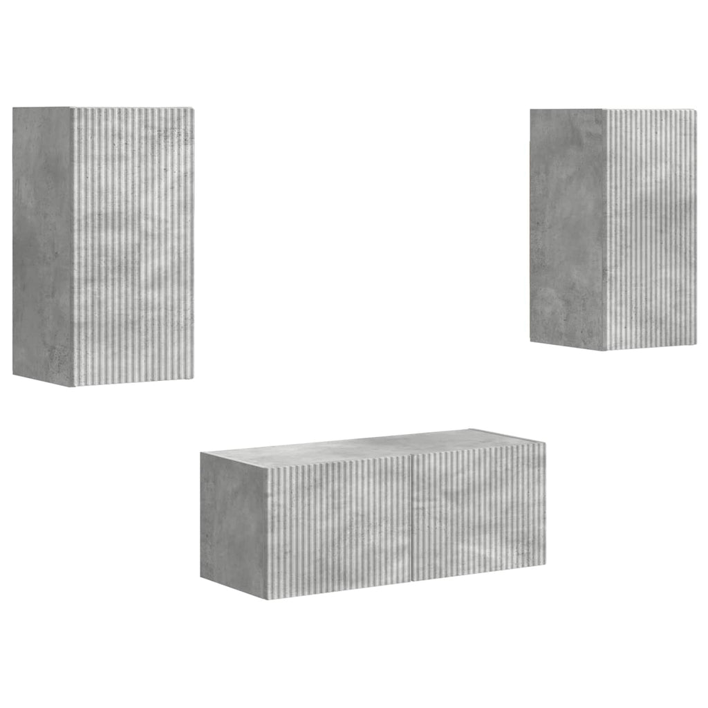 TV-Schrankset Wandmontiert 6 pcs Beton Grau Holzwerkstoff
