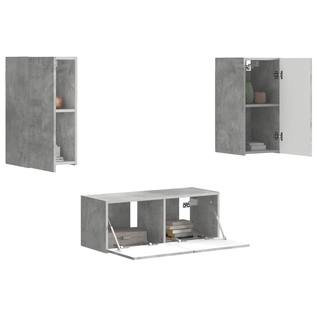 TV-Schrankset Wandmontiert 6 pcs Beton Grau Holzwerkstoff