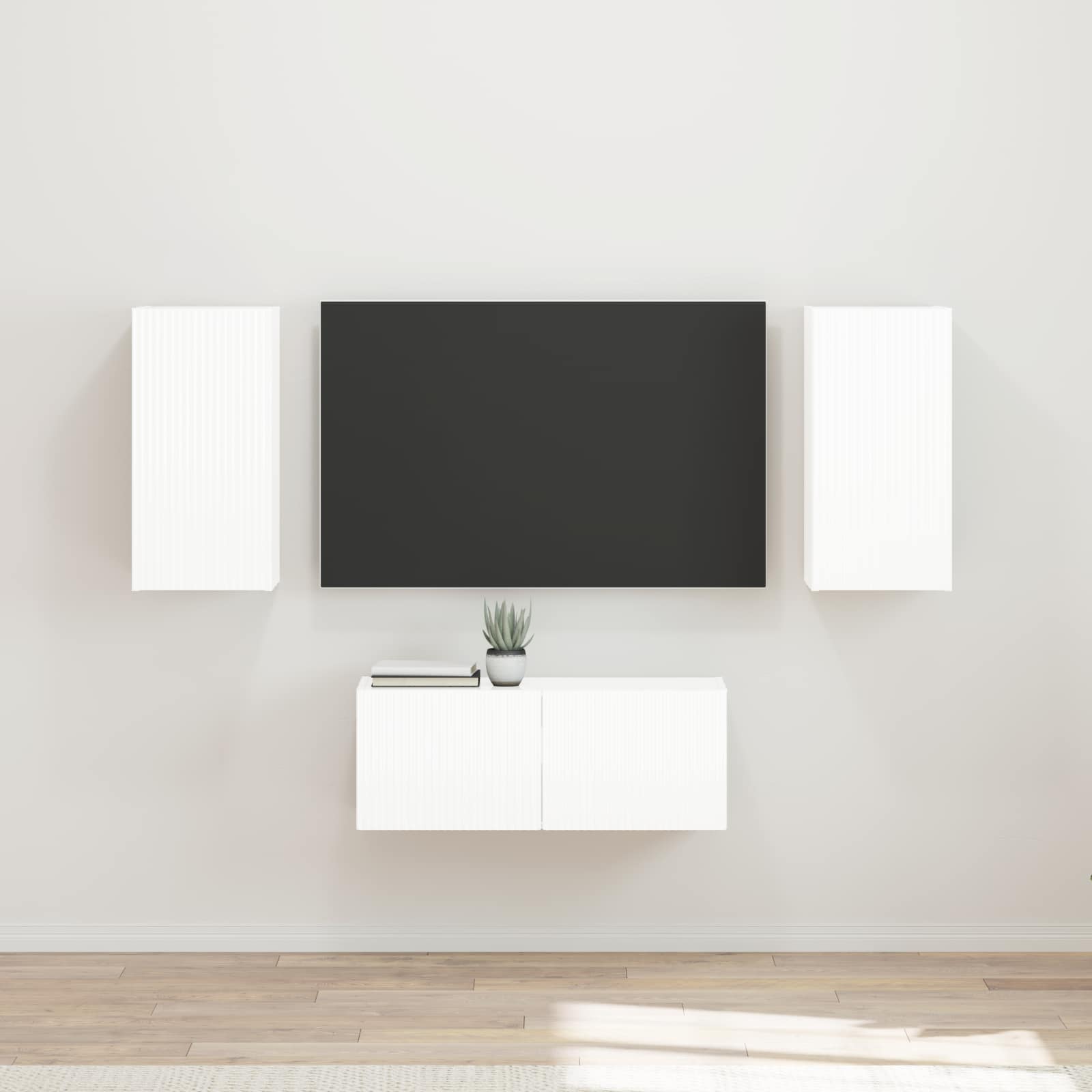 TV-Schrankset Wandmontiert 6 pcs Hochglanz Weiß Holzwerkstoff