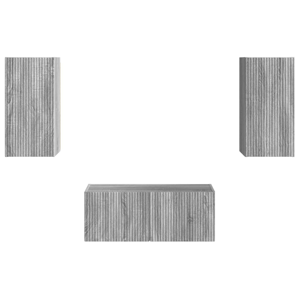 TV-Schrankset Wandmontiert 6 pcs Graues Sonoma Holzwerkstoff