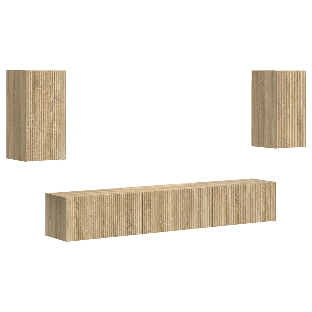 TV-Schrankset Wandmontiert 5 pcs Sonoma-Eiche Holzwerkstoff