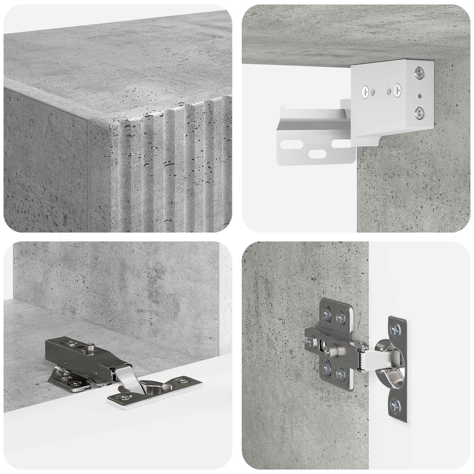 TV-Schrankset Wandmontiert 5 pcs Beton Grau Holzwerkstoff